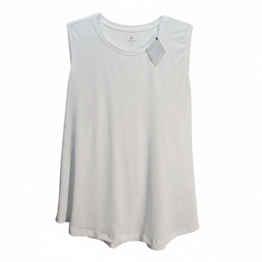 NWT White Scoop Neck Sleeveless Performance Racerback Tank Top | XL